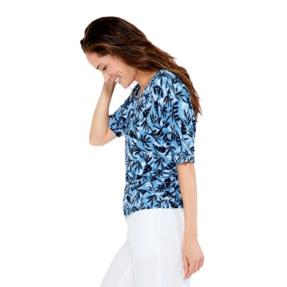 NIC+ZOE Coastal‎ Vines Knit Top Blue Multi Size Small - Picture 2 of 7